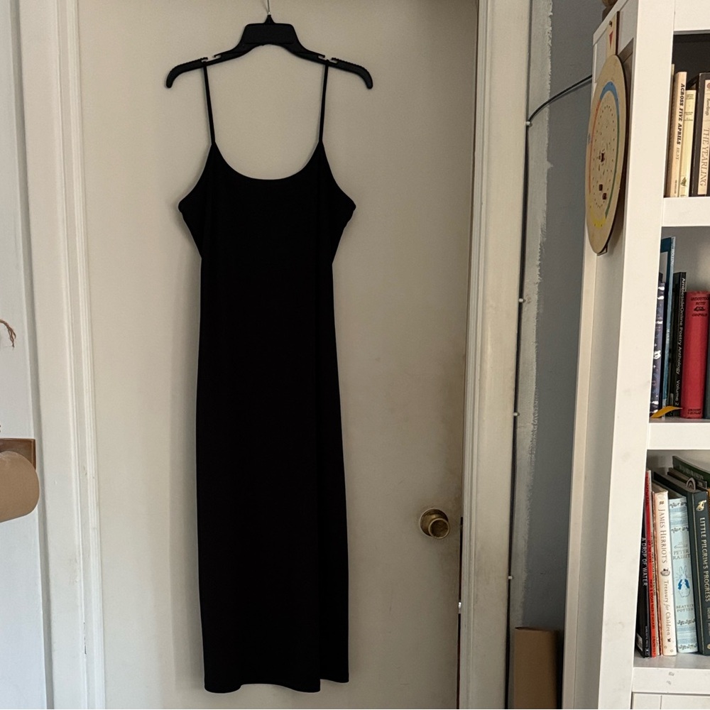 Express Black Midi Dress with Spaghetti Straps